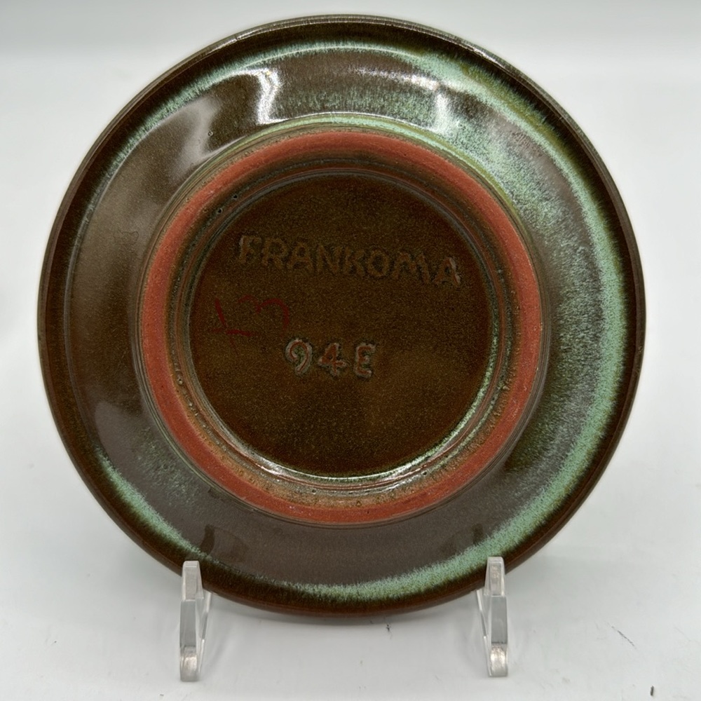 Frankoma Flat Cup Wagon Wheel Prairie Green Mug and saucer. - Picture 8 of 8